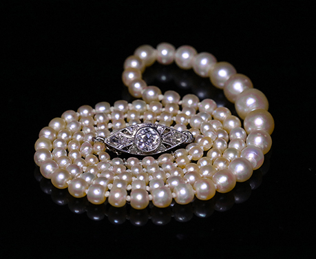 6.8mm珠〜2.4mm珠　鑑定書付き 総天然真珠 ネックレス ダイヤモンド クラスプ